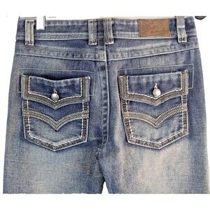 Womens BLUE CULT Cotton Blue Denim Straight Leg Jeans sz 14 x 27" inseam